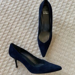 Stuart Weitzman Sonata Navy Suede Designer Shoe